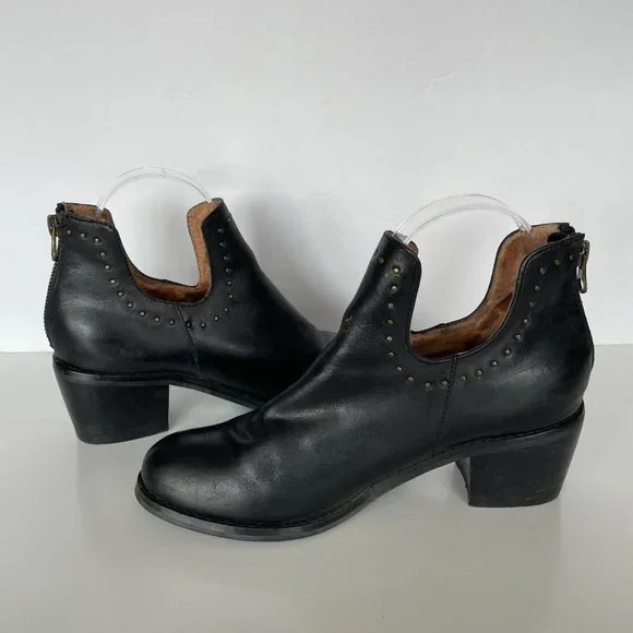 MIZ Mooz Nicole Ankle Booties Leather Studded Black 6.5 - Picture 4 of 9